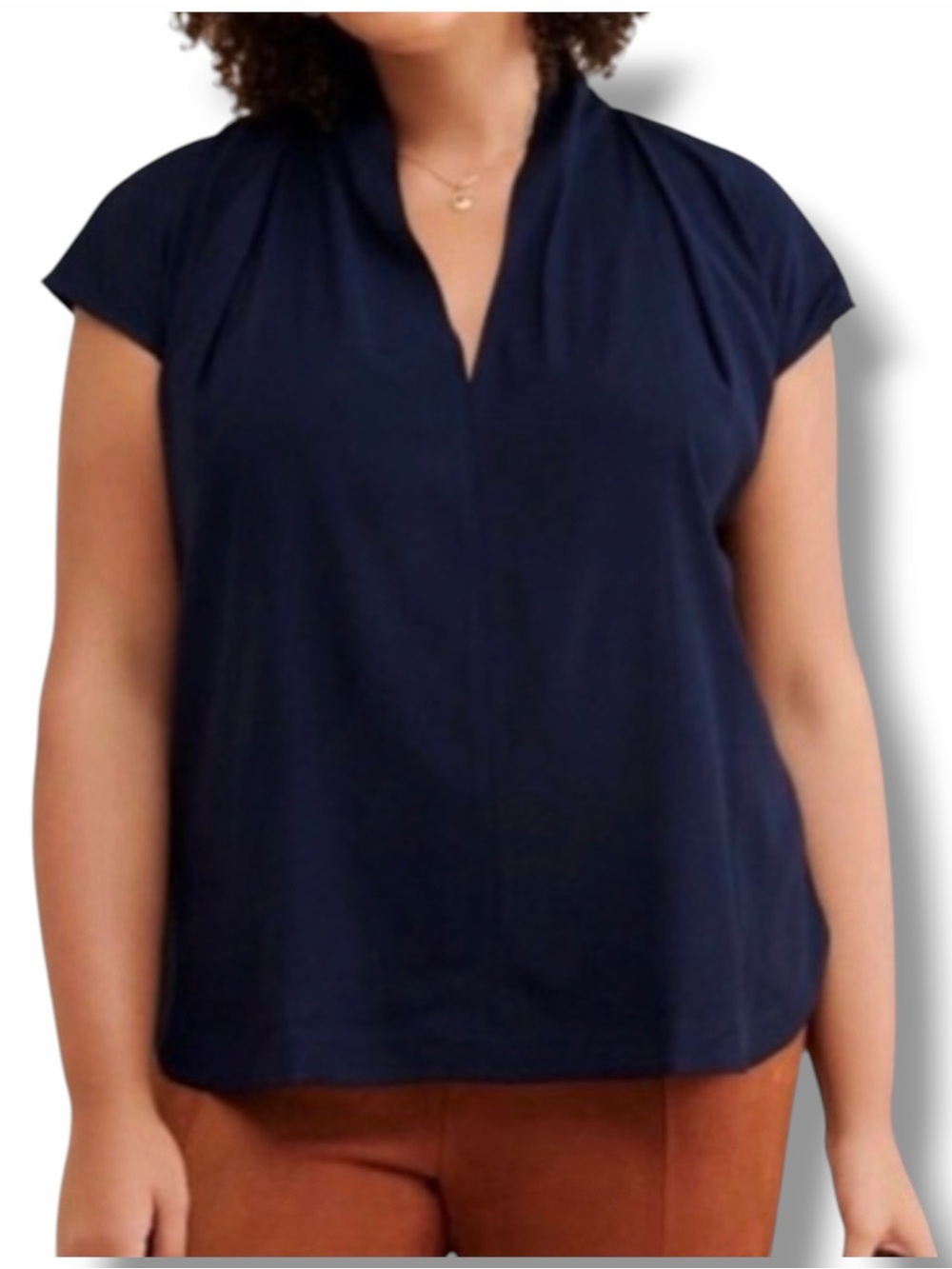 Universal Standard Cambria Pleated Shoulder Top Navy Blue Size 2X - Picture 7 of 12